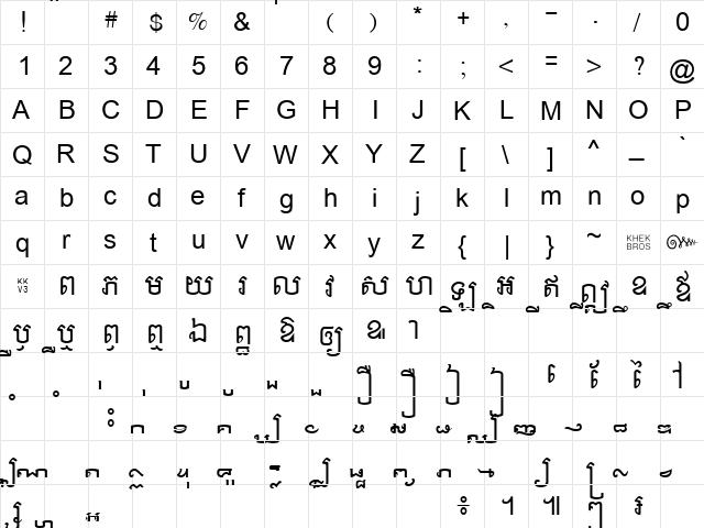 Anlongvill Khek 1 Fixed Regular  glyph index