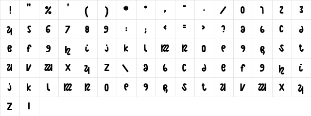 NightCourt Regular  glyph index