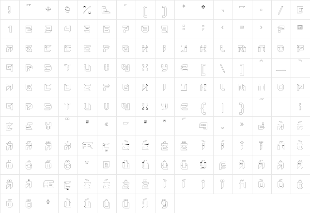 MetronOpen Regular  glyph index