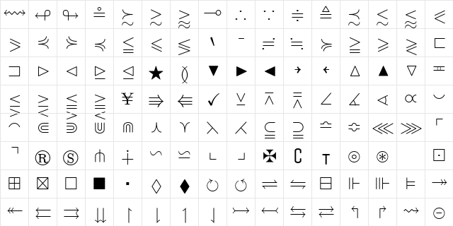 msam10 Regular  glyph index