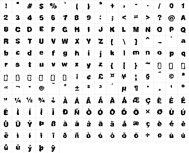 Fully Completely BRK Regular  glyph index