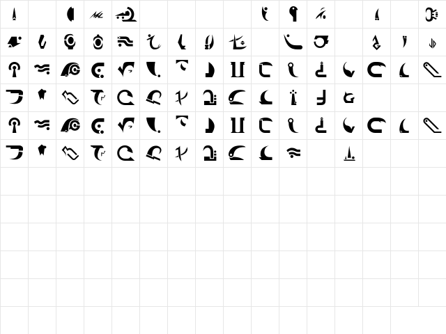 Centauri Bold  glyph index