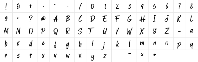 StarTrack Regular  glyph index