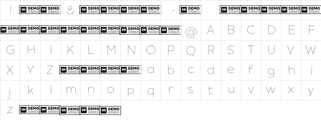 XXII Geom DEMO Thin  glyph index