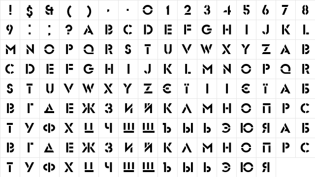 Glasten Normal  glyph index
