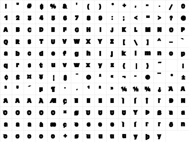 LHF American Sans Poster Regular  glyph index