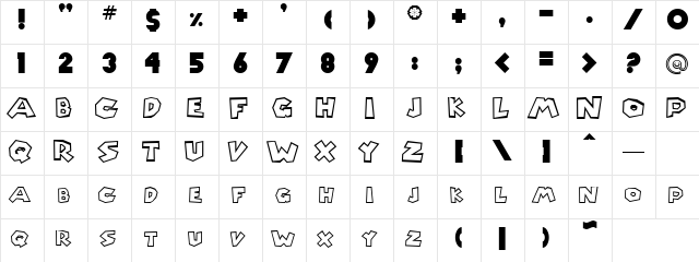 Fibinoscee Regular  glyph index