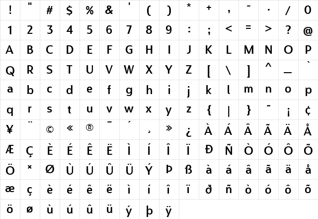 Designosaur Regular  glyph index