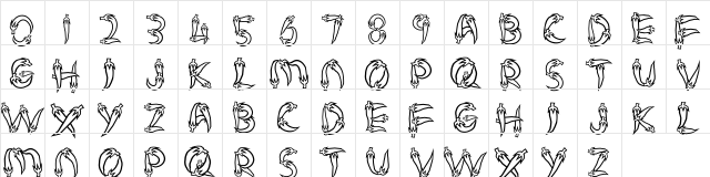 PEDASNYER Regular  glyph index