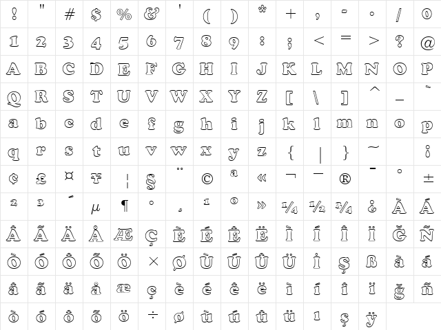 00609 Regular  glyph index