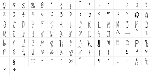 Ebba Font Regular  glyph index