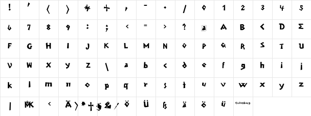 MendelsohnsTochter Regular  glyph index