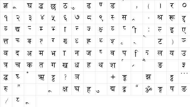 PCS NEPALI Normal  glyph index