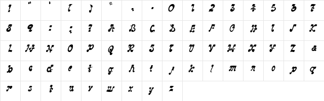 REHMAN Regular  glyph index