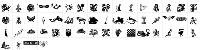 WoodcutOrnaments Regular  glyph index