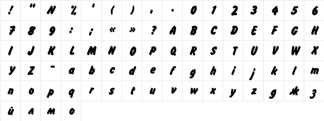 FlashC Regular  glyph index