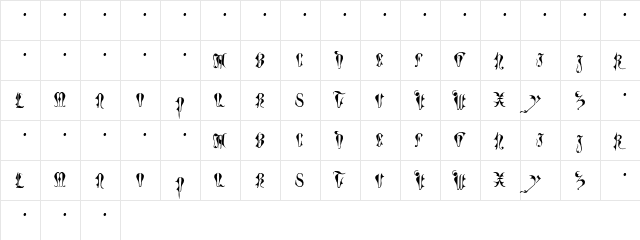 Batwynge WF Regular  glyph index