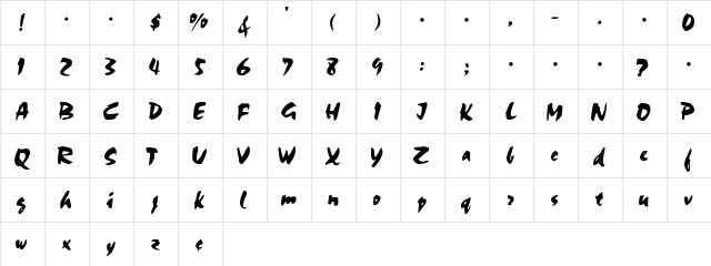 CSD-Chalk-Normal Regular  glyph index