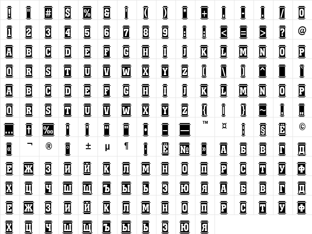 a_MonumentoTtlNrDcCm Normal  glyph index