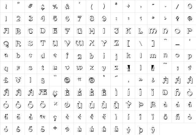 FZ JAZZY 19 3D Normal  glyph index