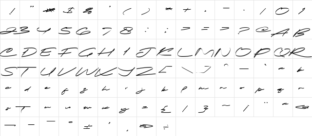Calimindo Font Regular  glyph index