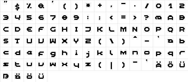 Superboy Medium  glyph index