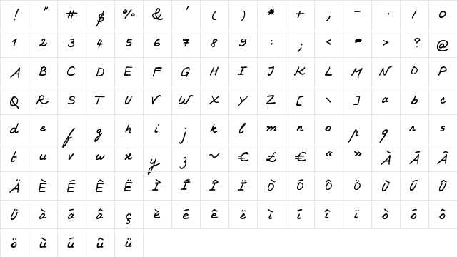KARINE Regular  glyph index