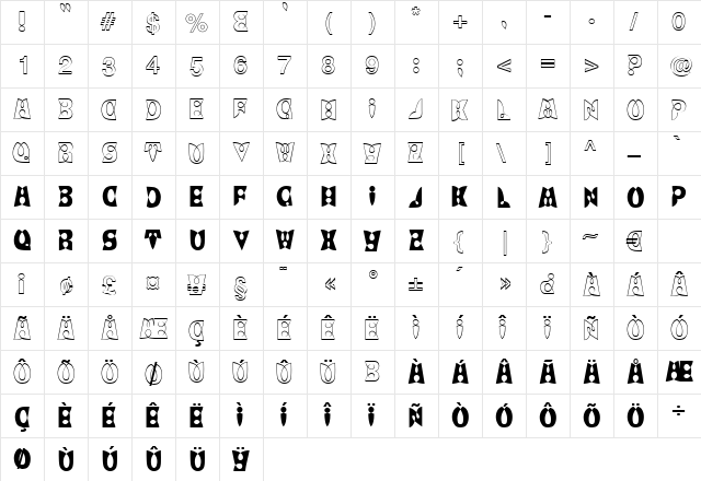 Papillon Regular  glyph index