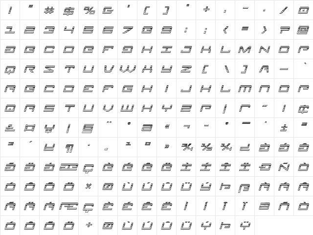 Legion Chrome Italic Italic  glyph index