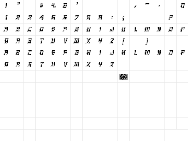 Epitaph Italic  glyph index