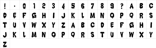 Hantu Kom Kom Regular  glyph index