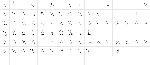 Shadow Box 1 Regular  glyph index