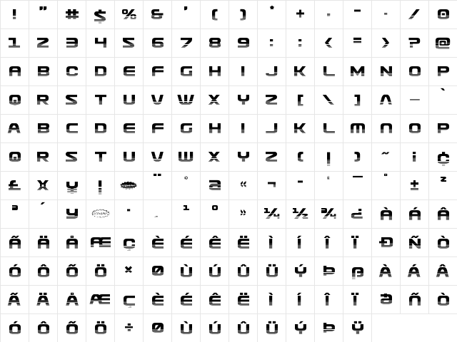 Usuzi Halftone Regular  glyph index