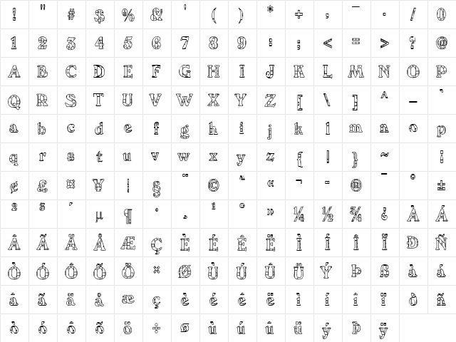 WendonLaby Becker Normal  glyph index