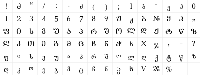 Literaturuly-ITV Regular  glyph index