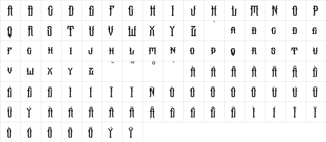 Hallow Grave Regular  glyph index