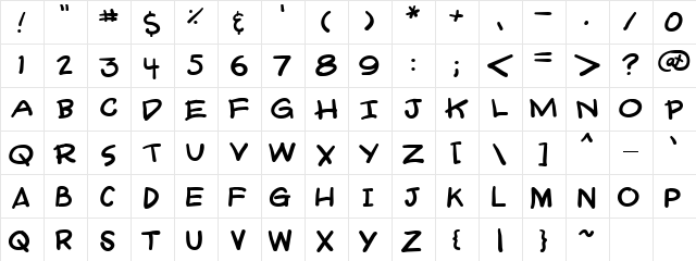 CK Comic Book Regular  glyph index