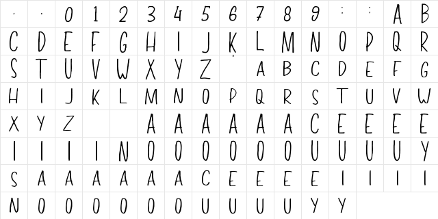 Tiffany Sans Regular  glyph index