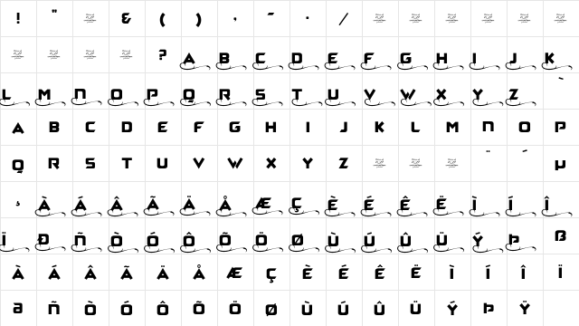 Zagga Personal Use Regular  glyph index
