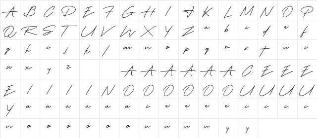 Austin Capittal Demo Regular  glyph index