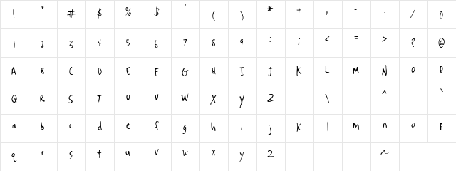 Denrito Regular  glyph index