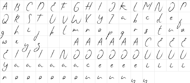 Naminasae Demo Regular  glyph index