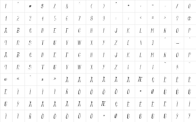 fanfarone-italique fanfarone-italique  glyph index
