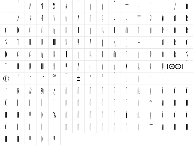 Modern Typography NF Regular  glyph index