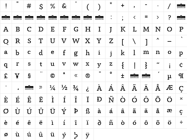 Anaphora Stencil Book  glyph index