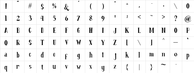 Fontastique Regular  glyph index
