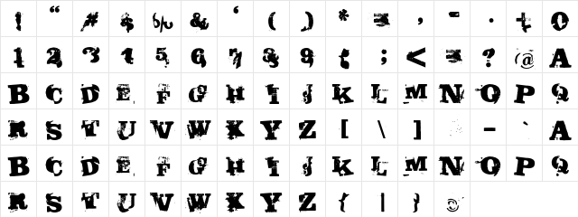 Burlap Regular  glyph index