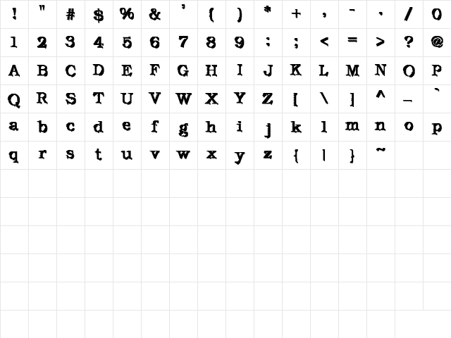 De Futura Regular  glyph index