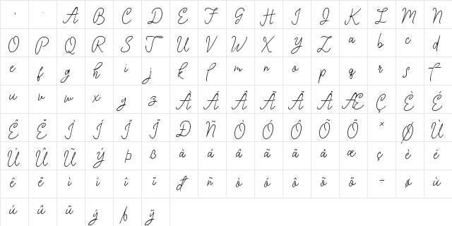 Ink Line Demo Regular  glyph index