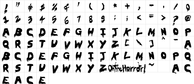 OhTheHorror Regular  glyph index